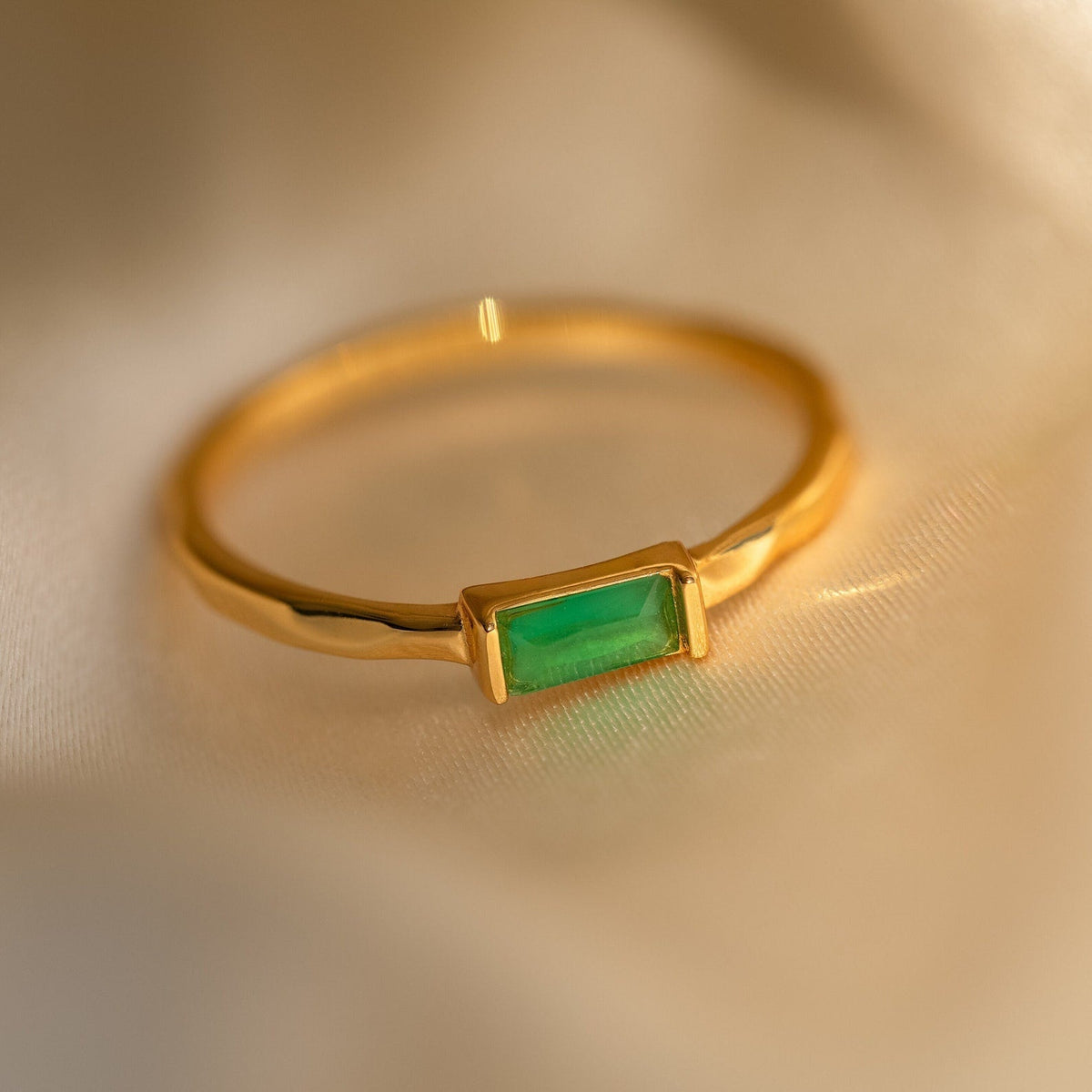 Jade baguette ring