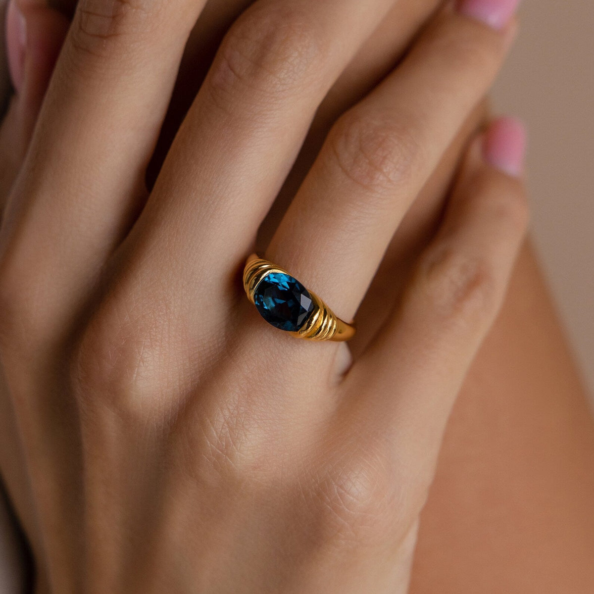 London blue signet ring
