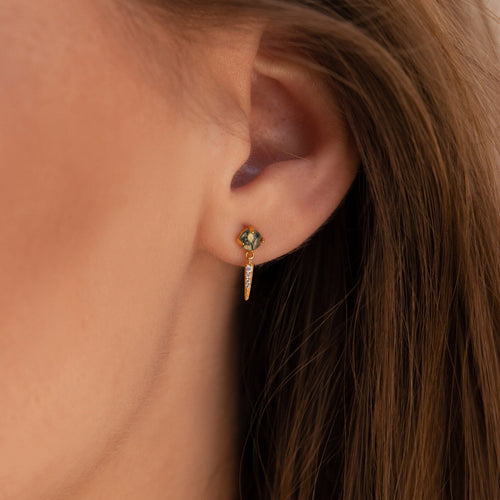 Agate diamond drop earrings