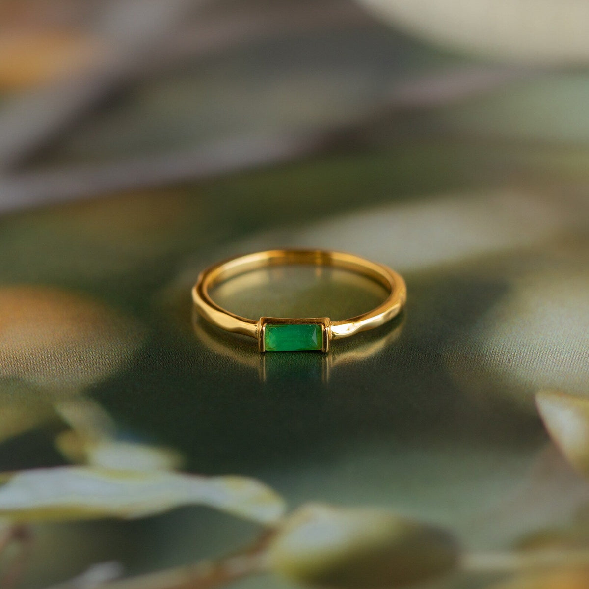Jade baguette ring