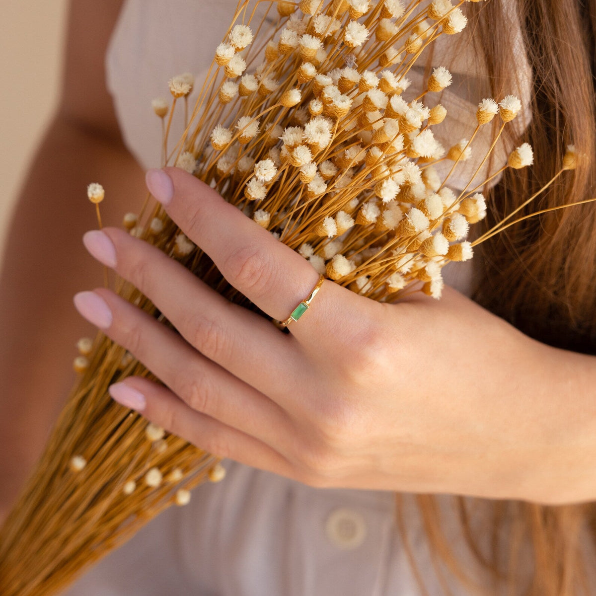 Jade baguette ring