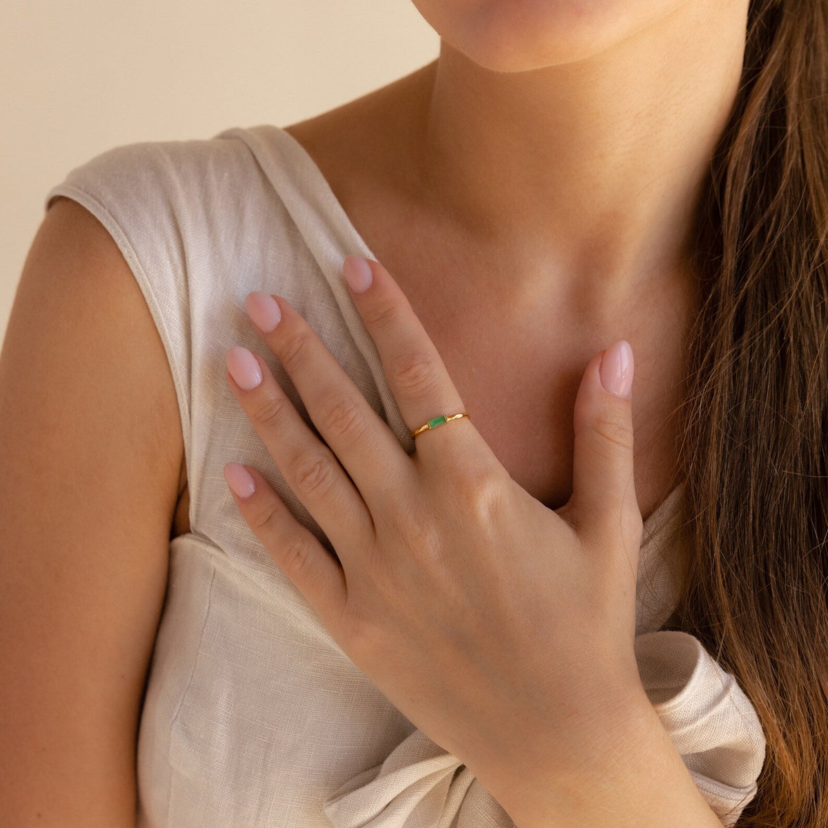 Jade baguette ring