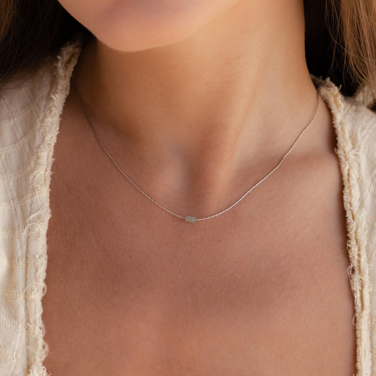 Dainty aventurine bar necklace