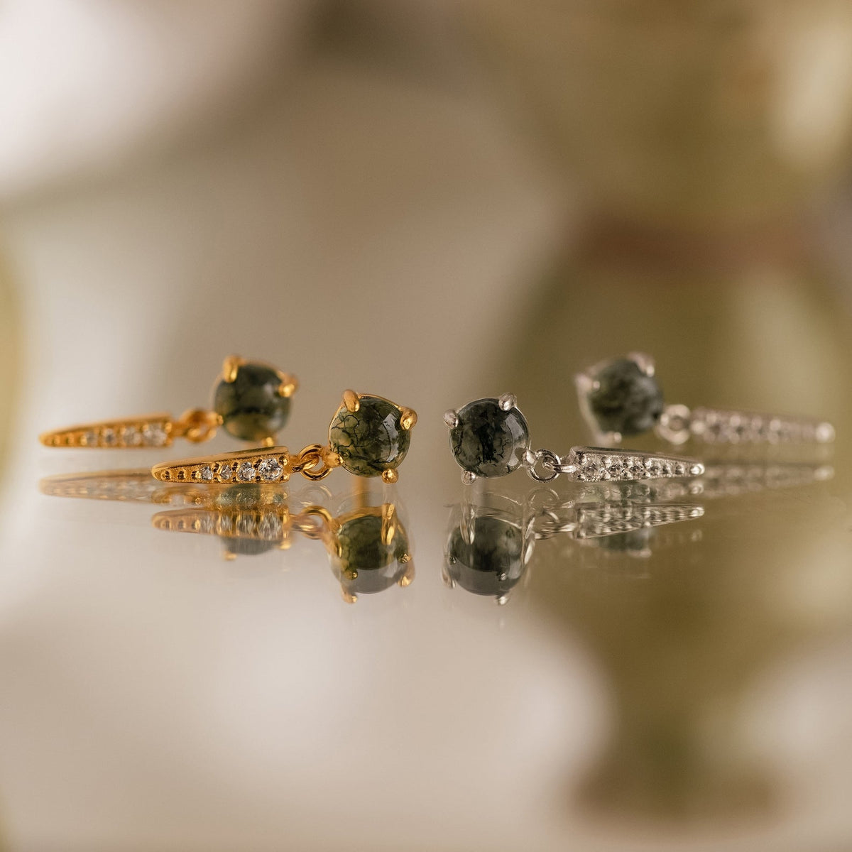Agate diamond drop earrings