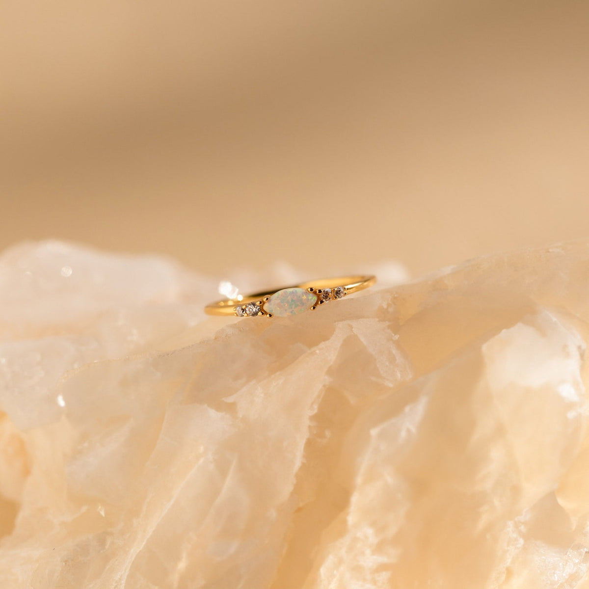 Marquise opal diamond ring