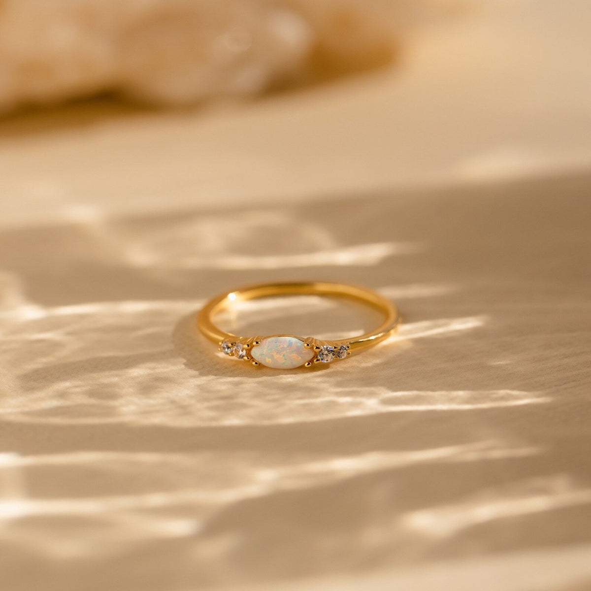 Marquise opal diamond ring