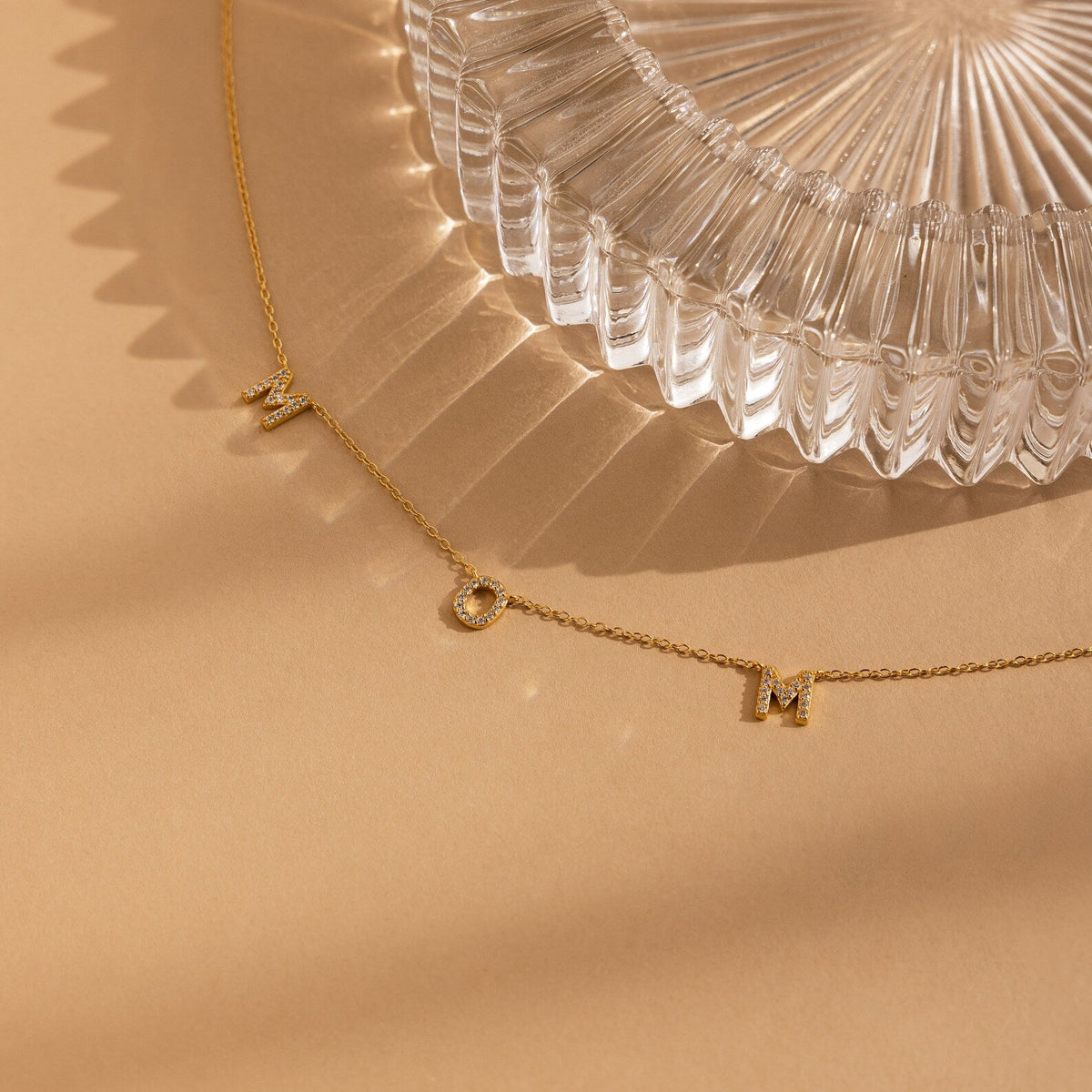Pave mom necklace