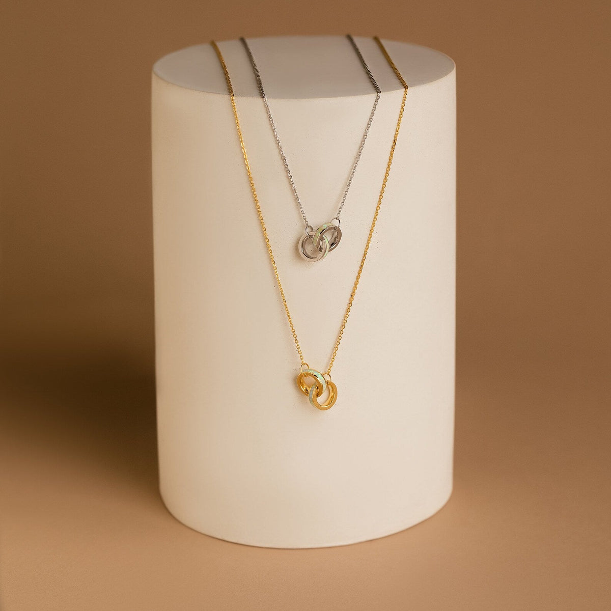 Interlocking opal inlay necklace