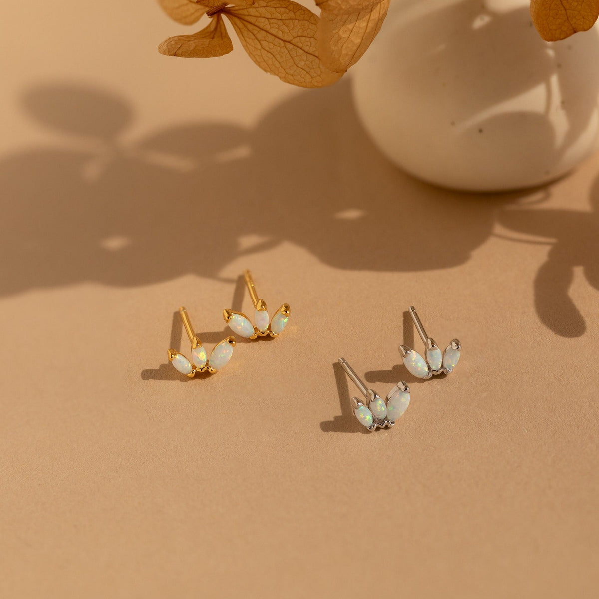 Opal marquise studs