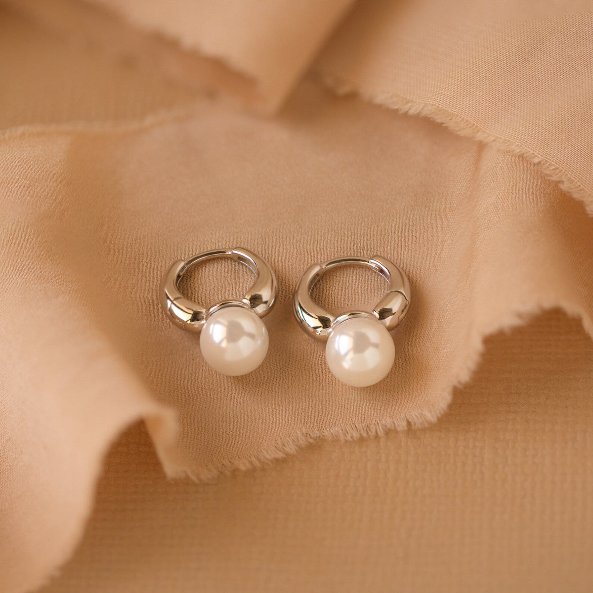Pearl drop huggies