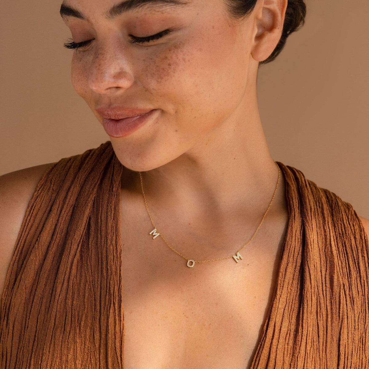 Pave mom necklace