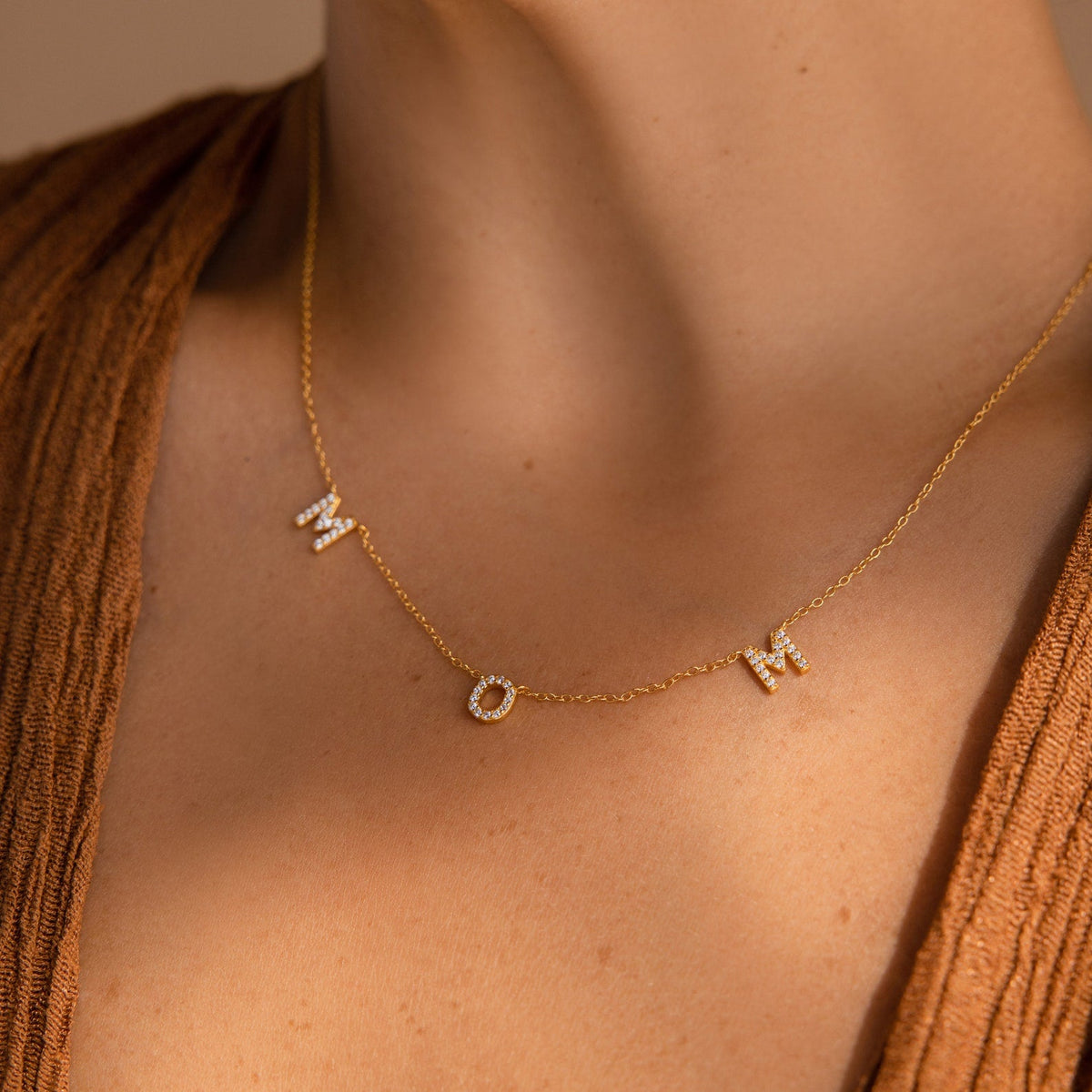 Pave mom necklace