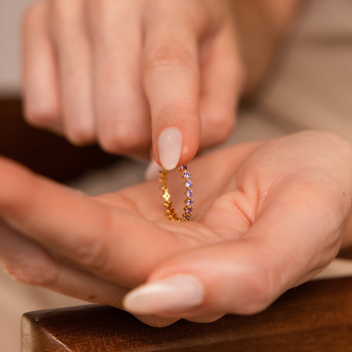 Amethyst eternity ring