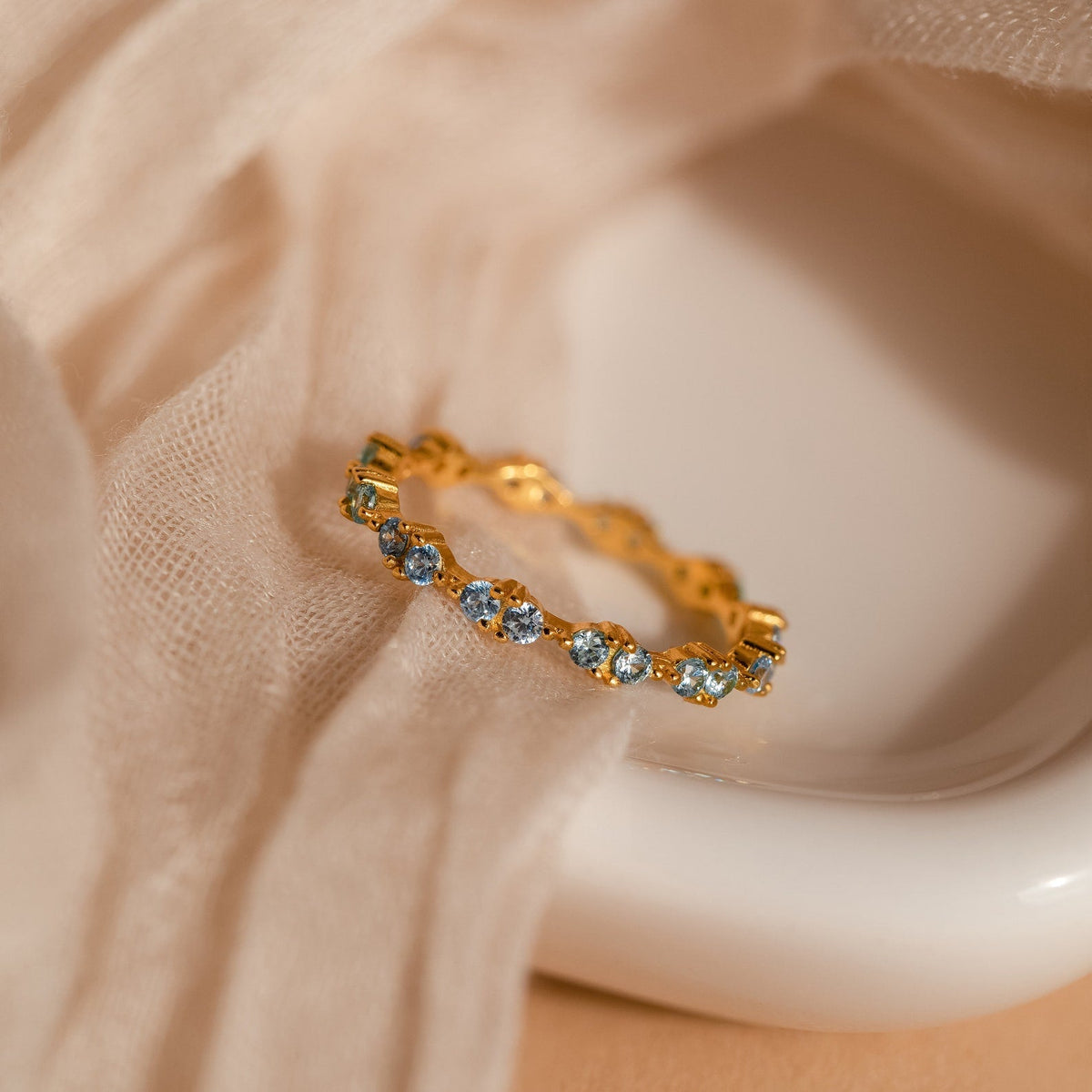 Aquamarine eternity ring