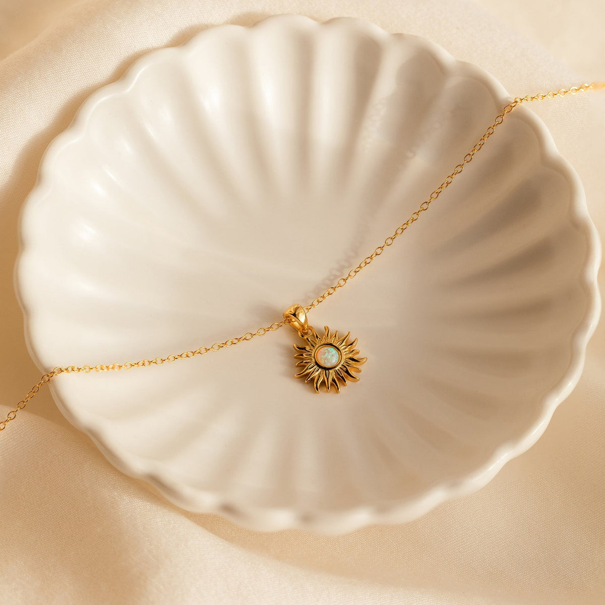 Opal sun necklace
