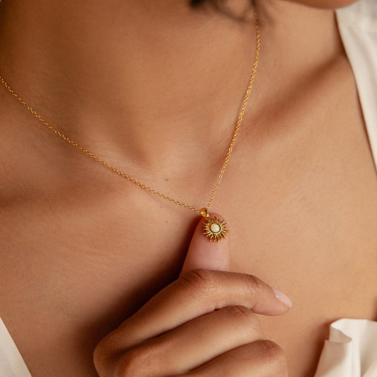 Opal sun necklace