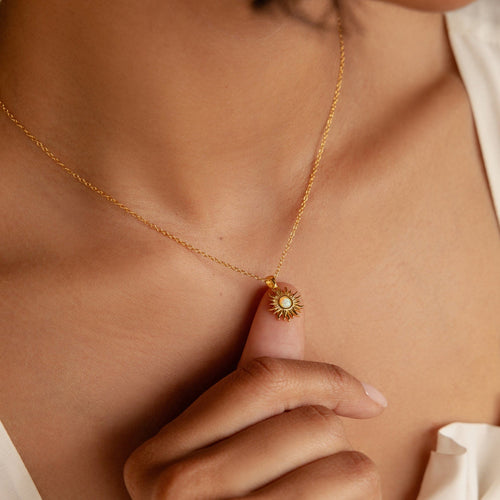 Opal sun necklace