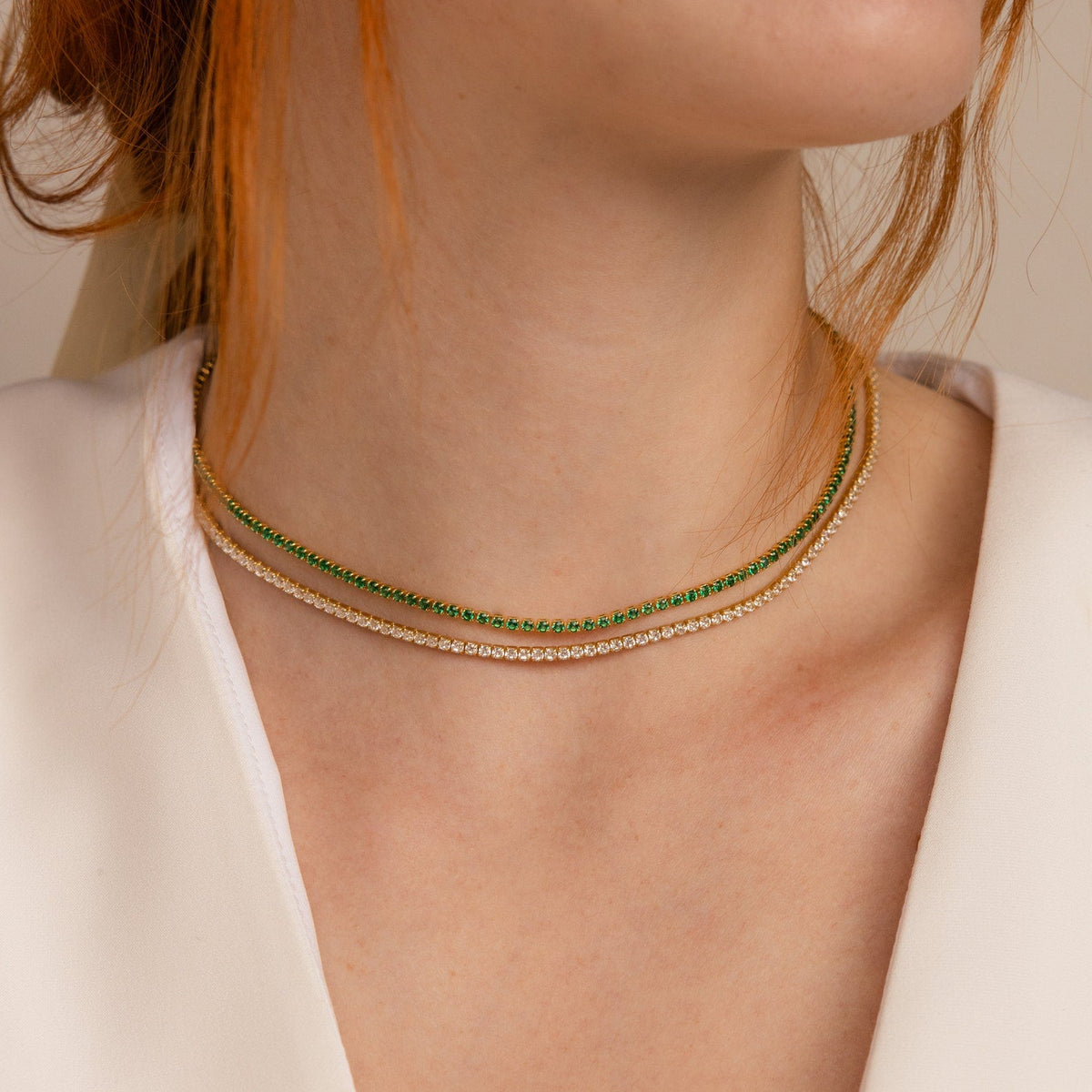Emerald tennis choker necklace