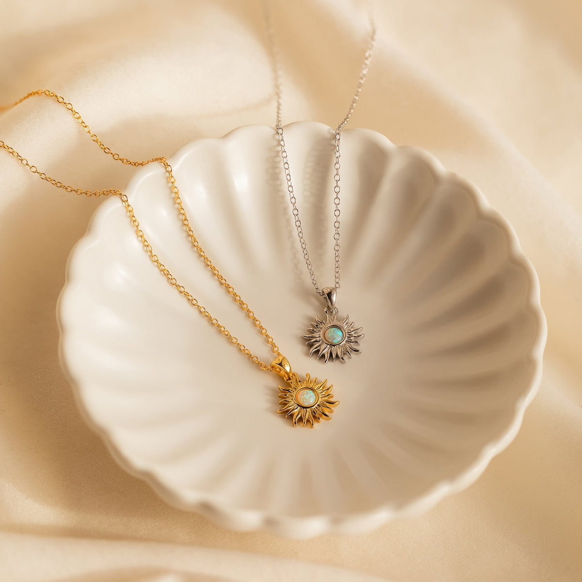 Opal sun necklace