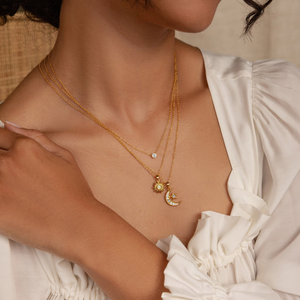 Opal sun necklace
