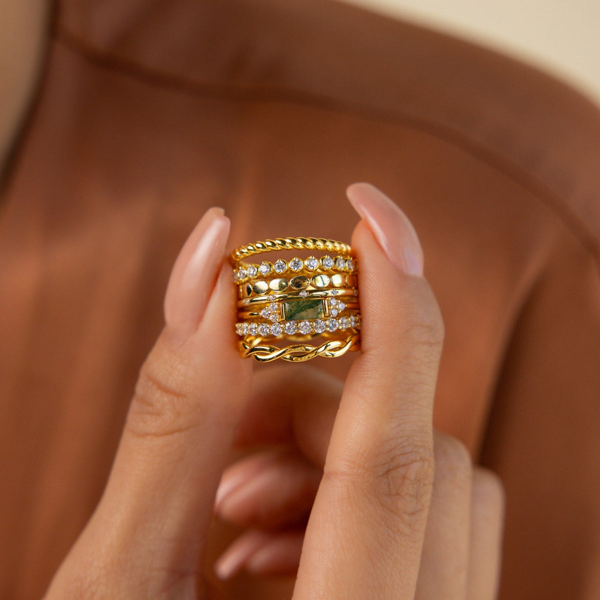 Agate baguette ring