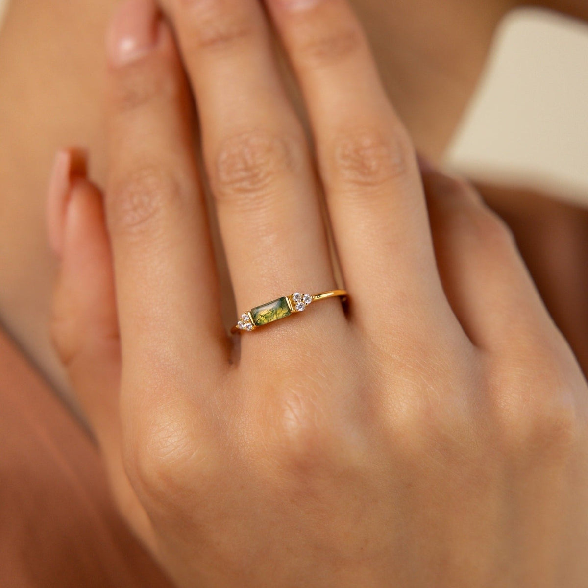 Agate baguette ring