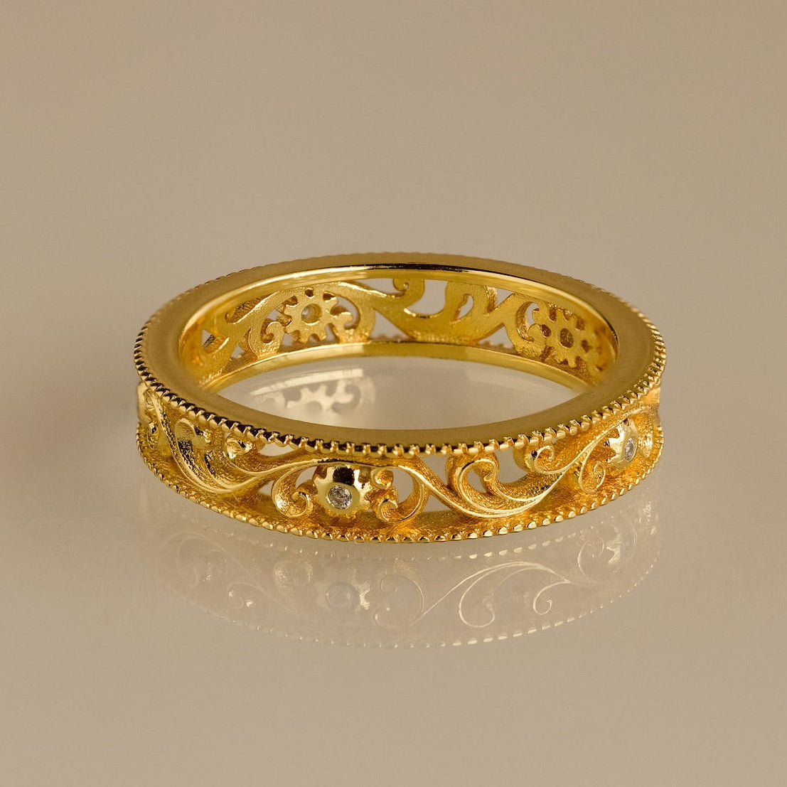 Filigree flower ring