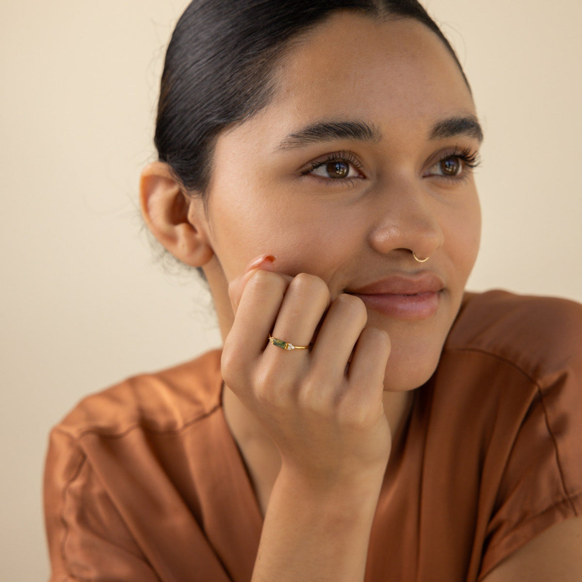 Agate baguette ring