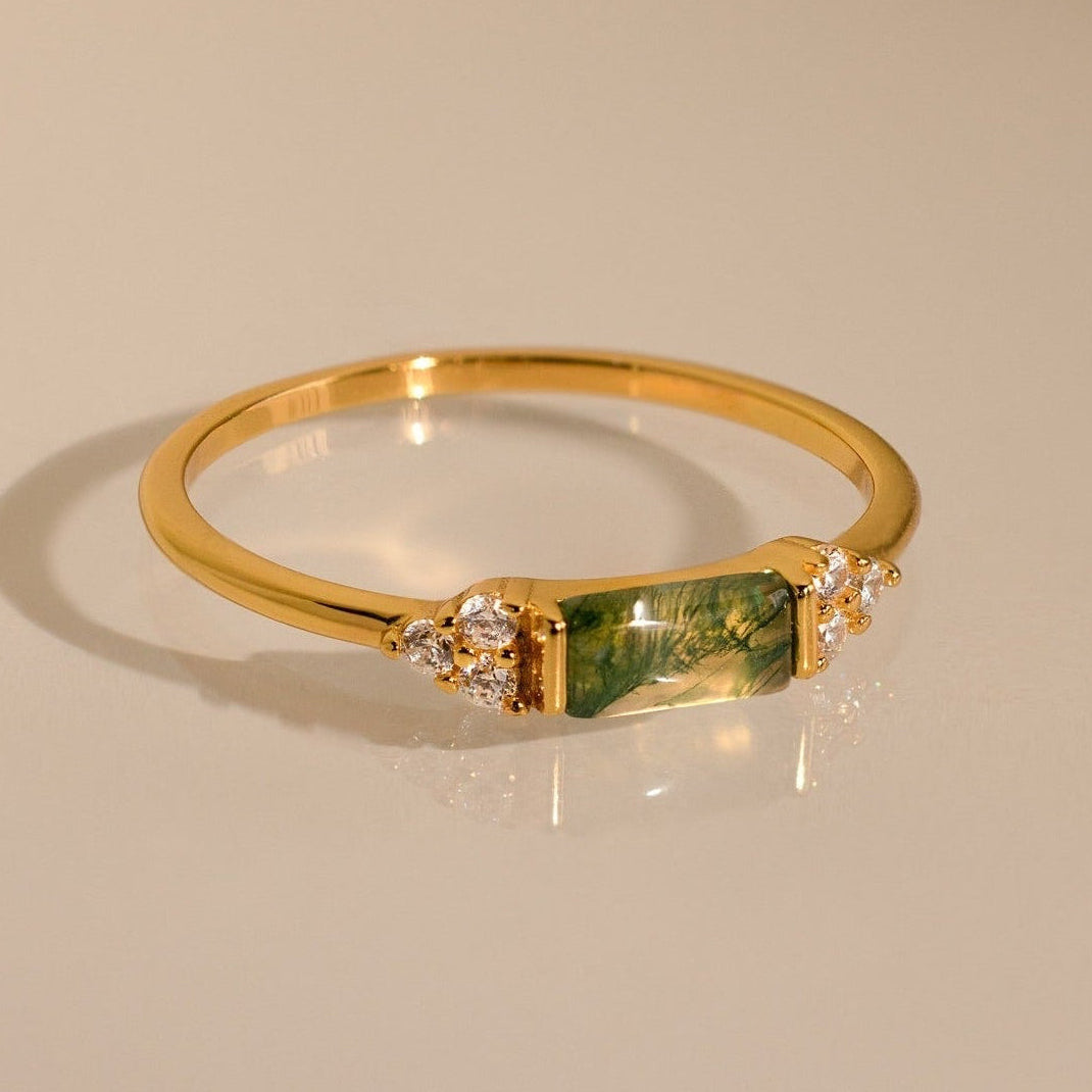Agate baguette ring