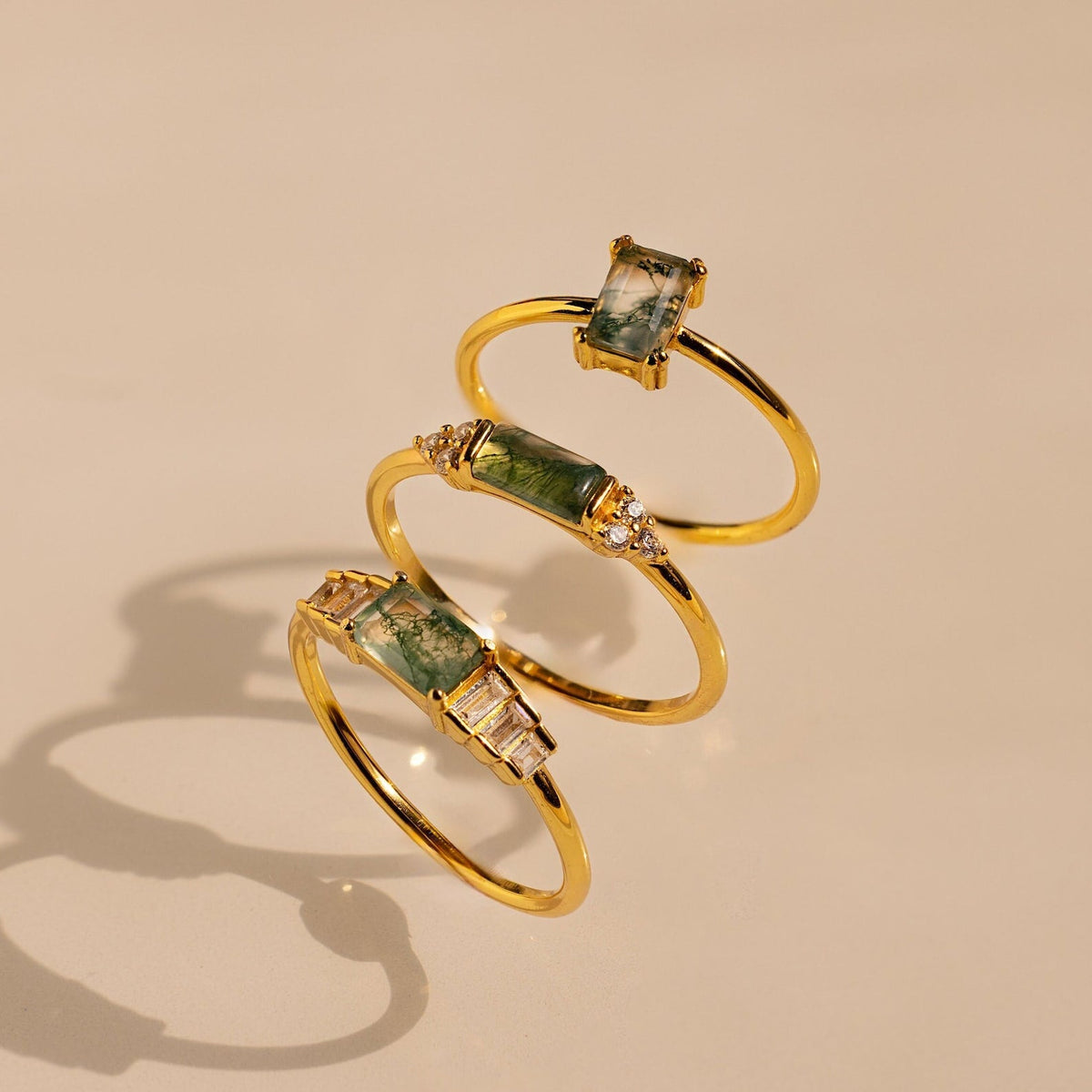 Agate baguette ring