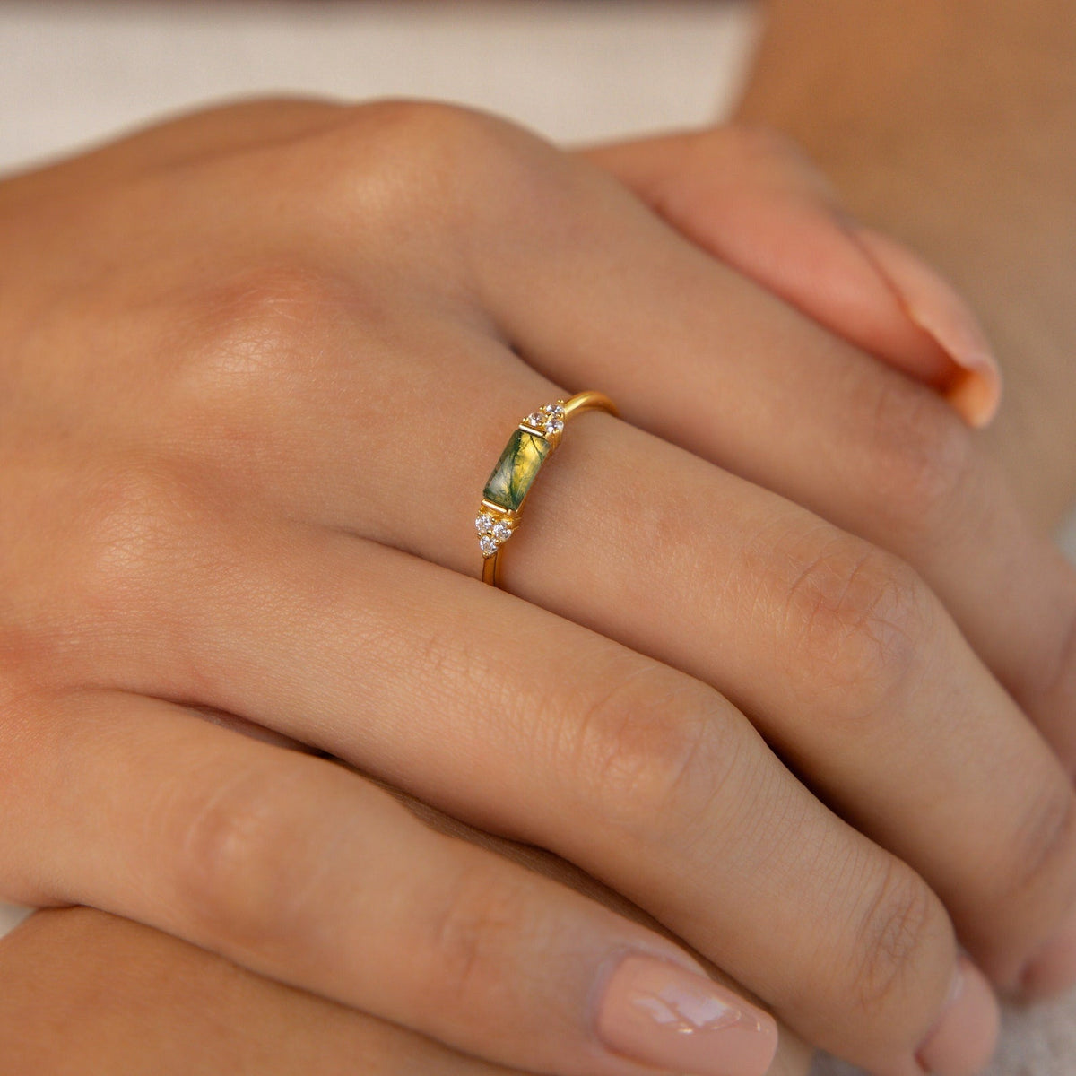 Agate baguette ring
