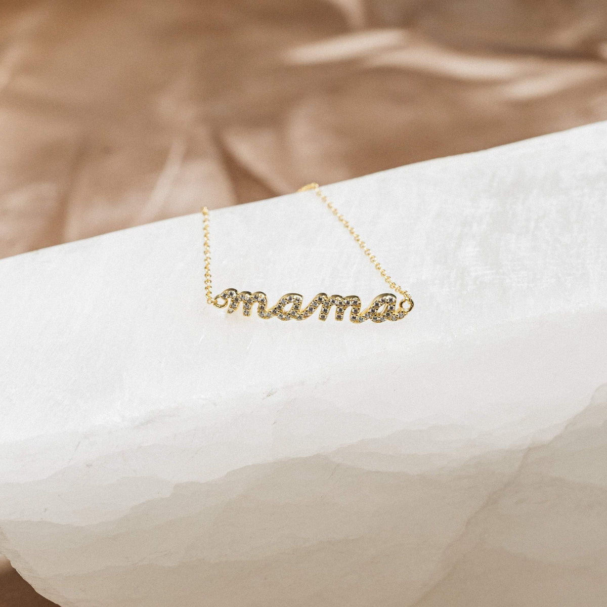 Pave Mama Script Bracelet