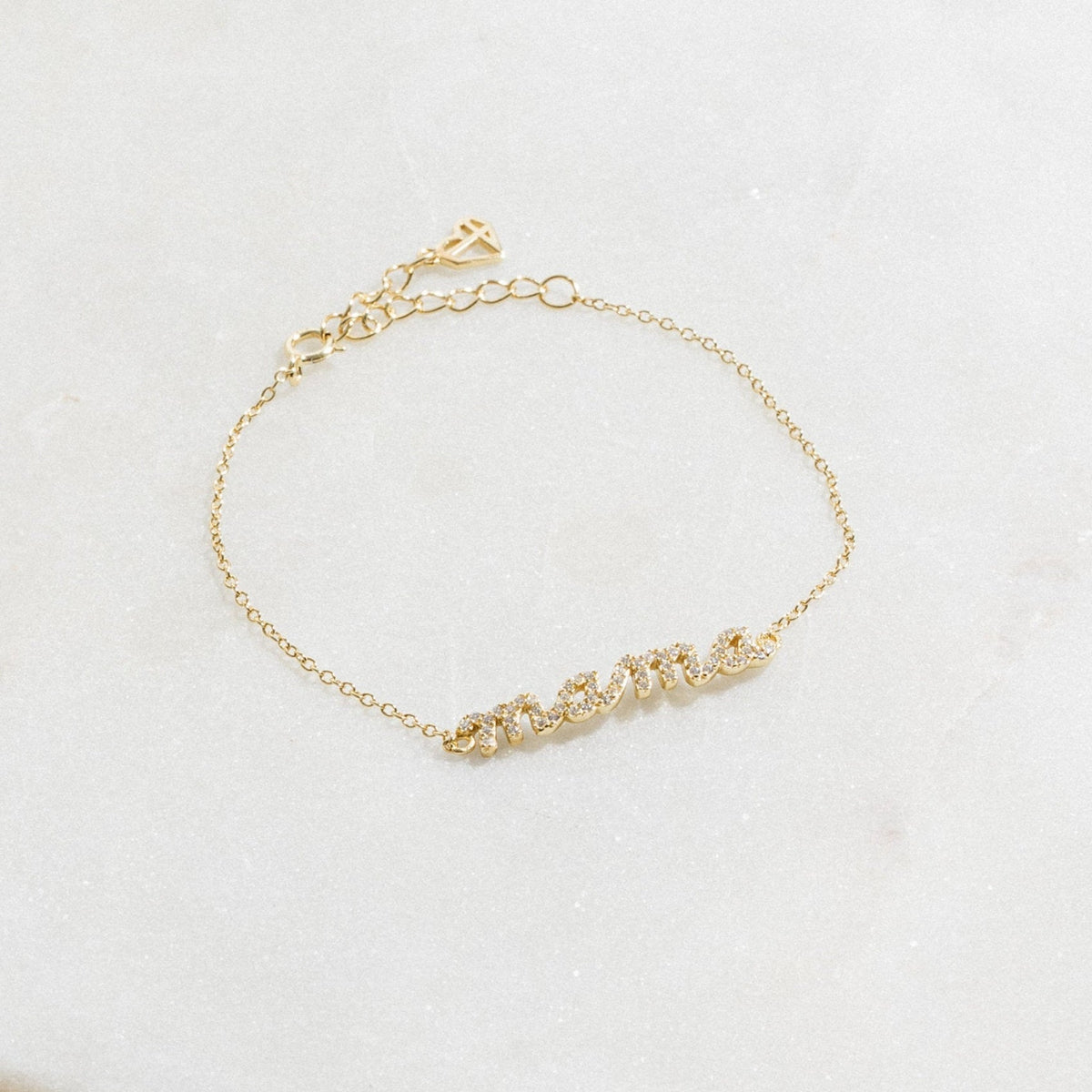 Pave Mama Script Bracelet