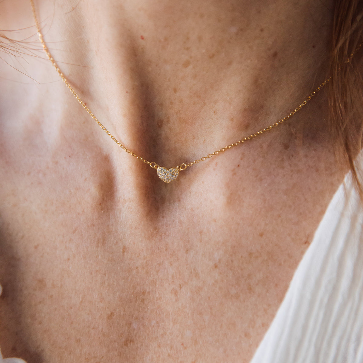 Pave heart necklace