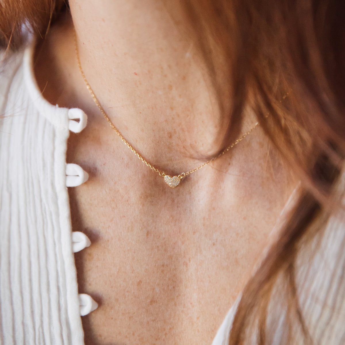 Pave heart necklace