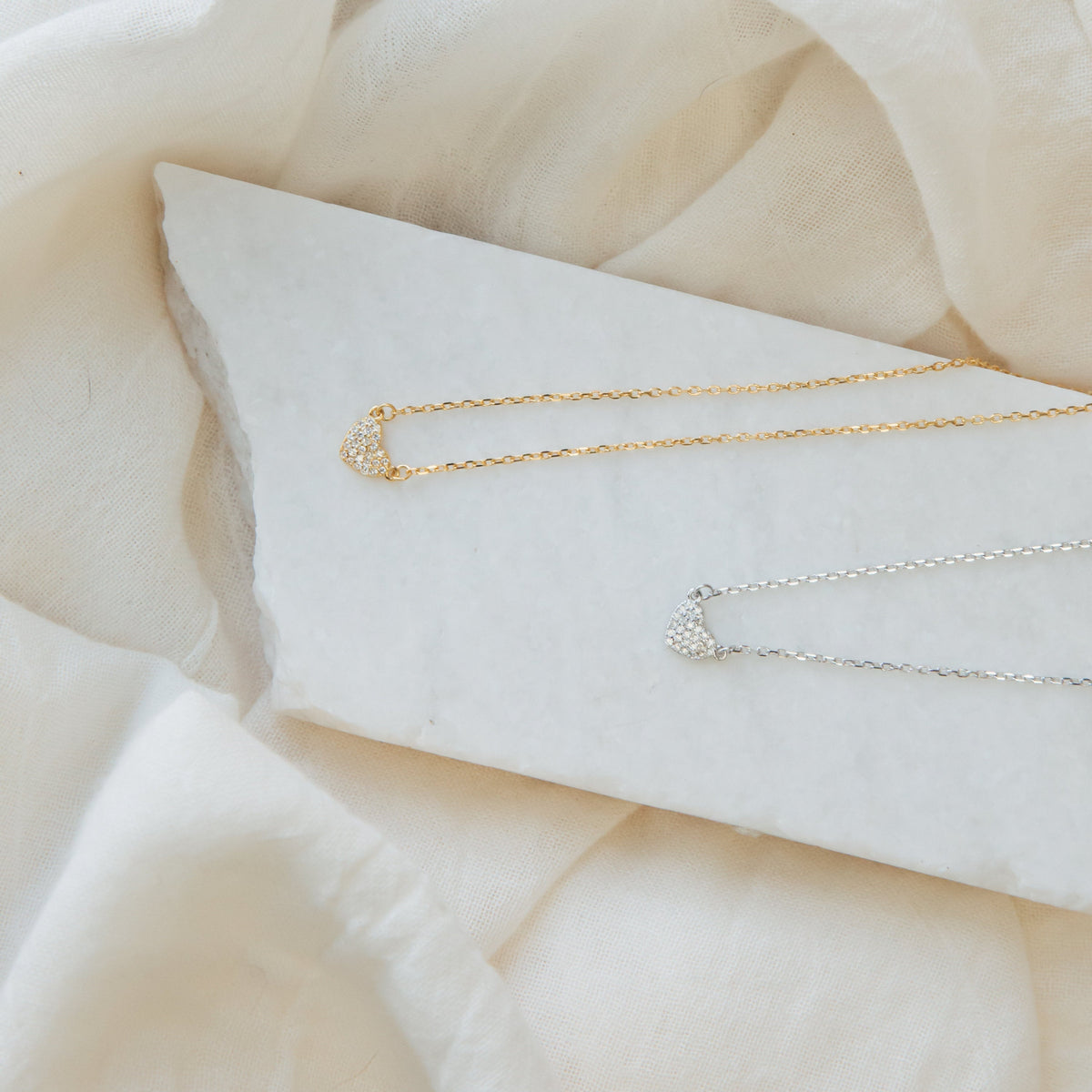 Pave heart necklace