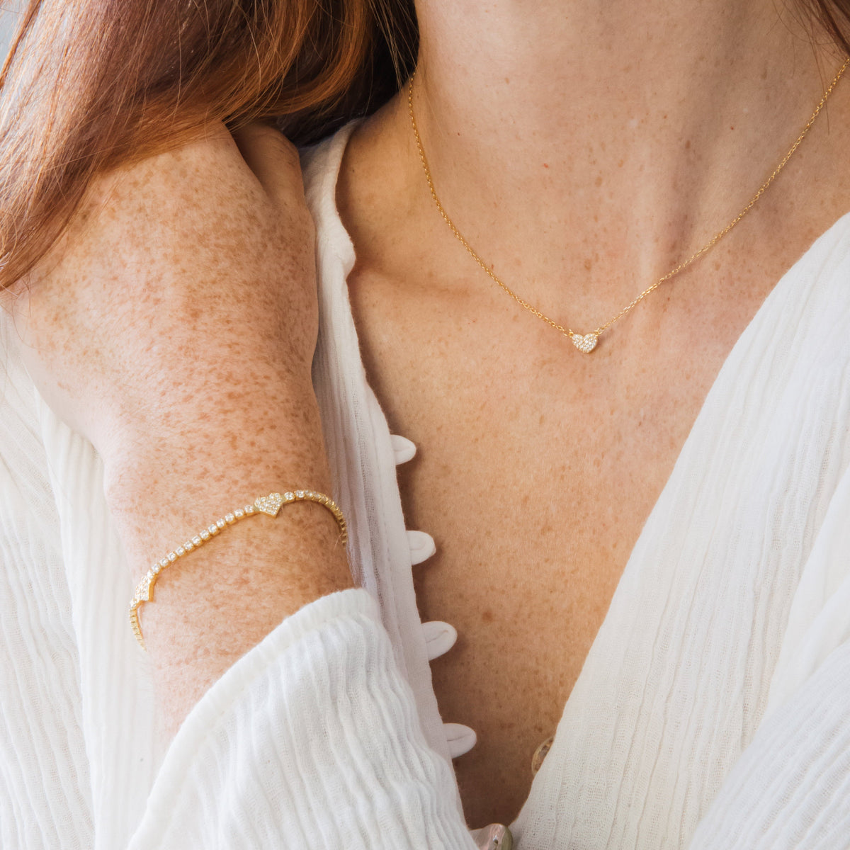Pave heart necklace