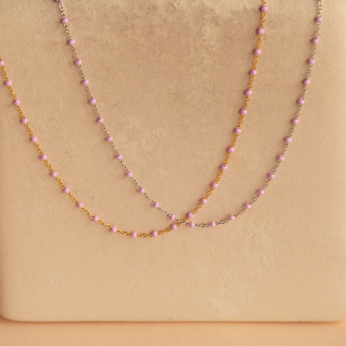 Pink station necklace