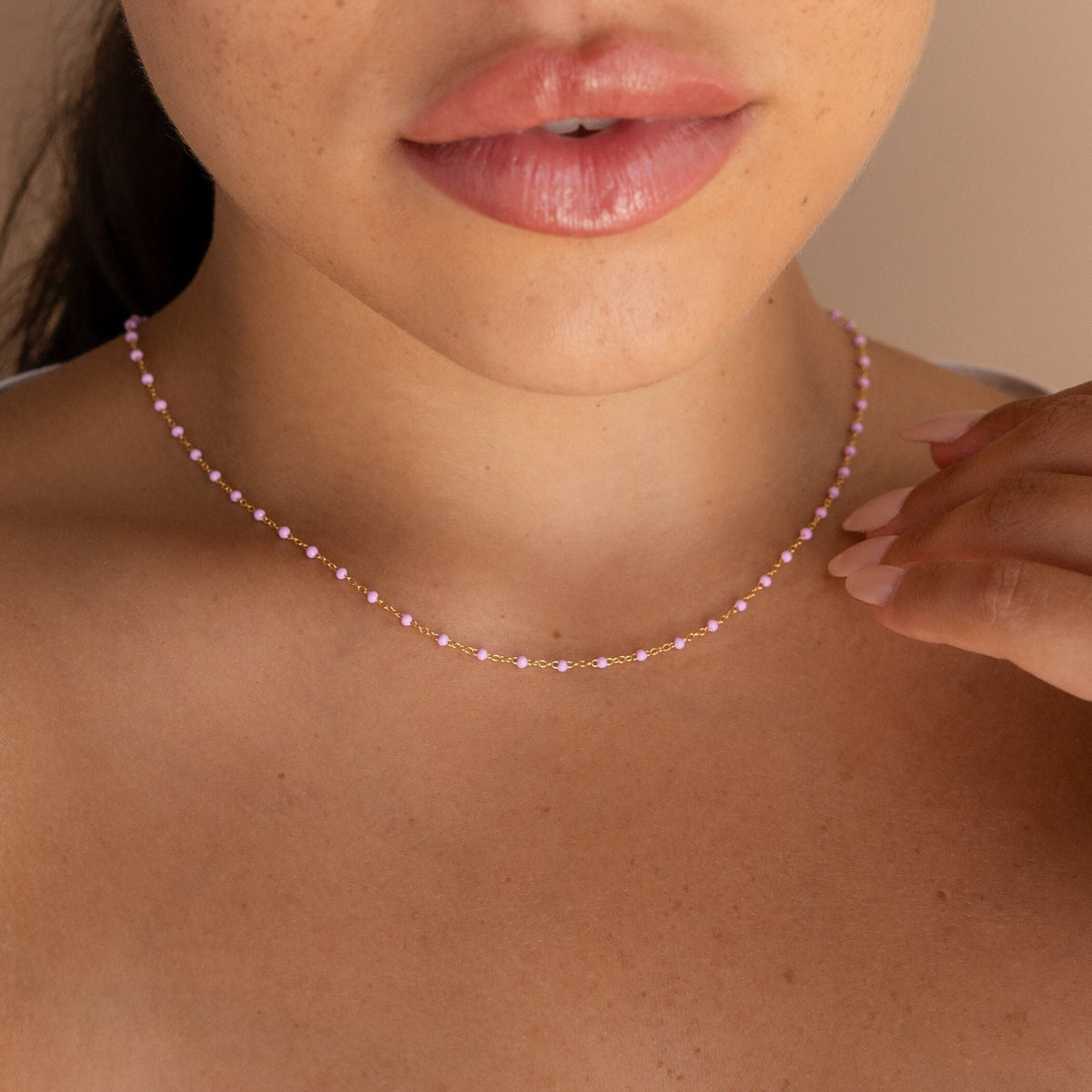Pink station necklace