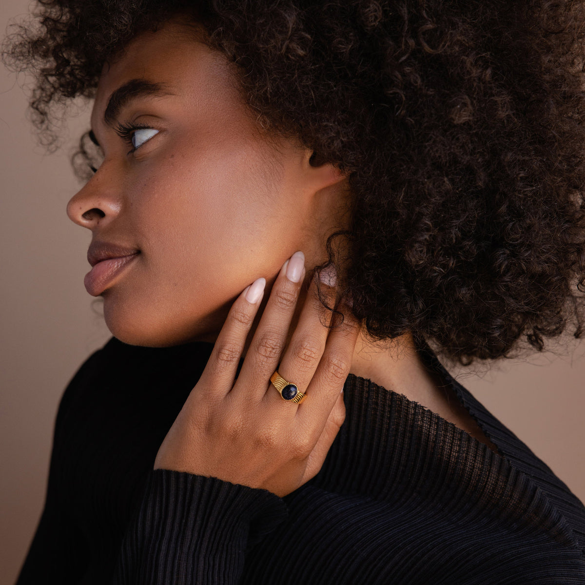 Celestial black signet ring