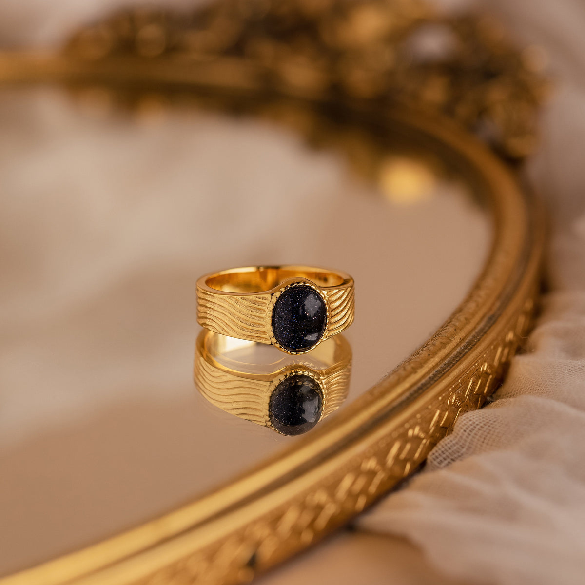 Celestial black signet ring