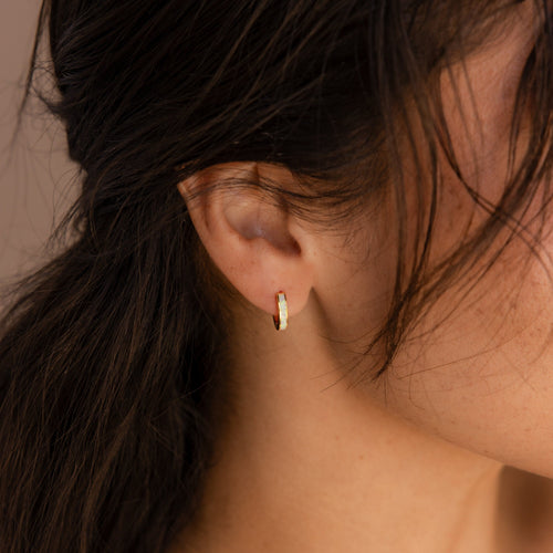 White opal inlay huggies