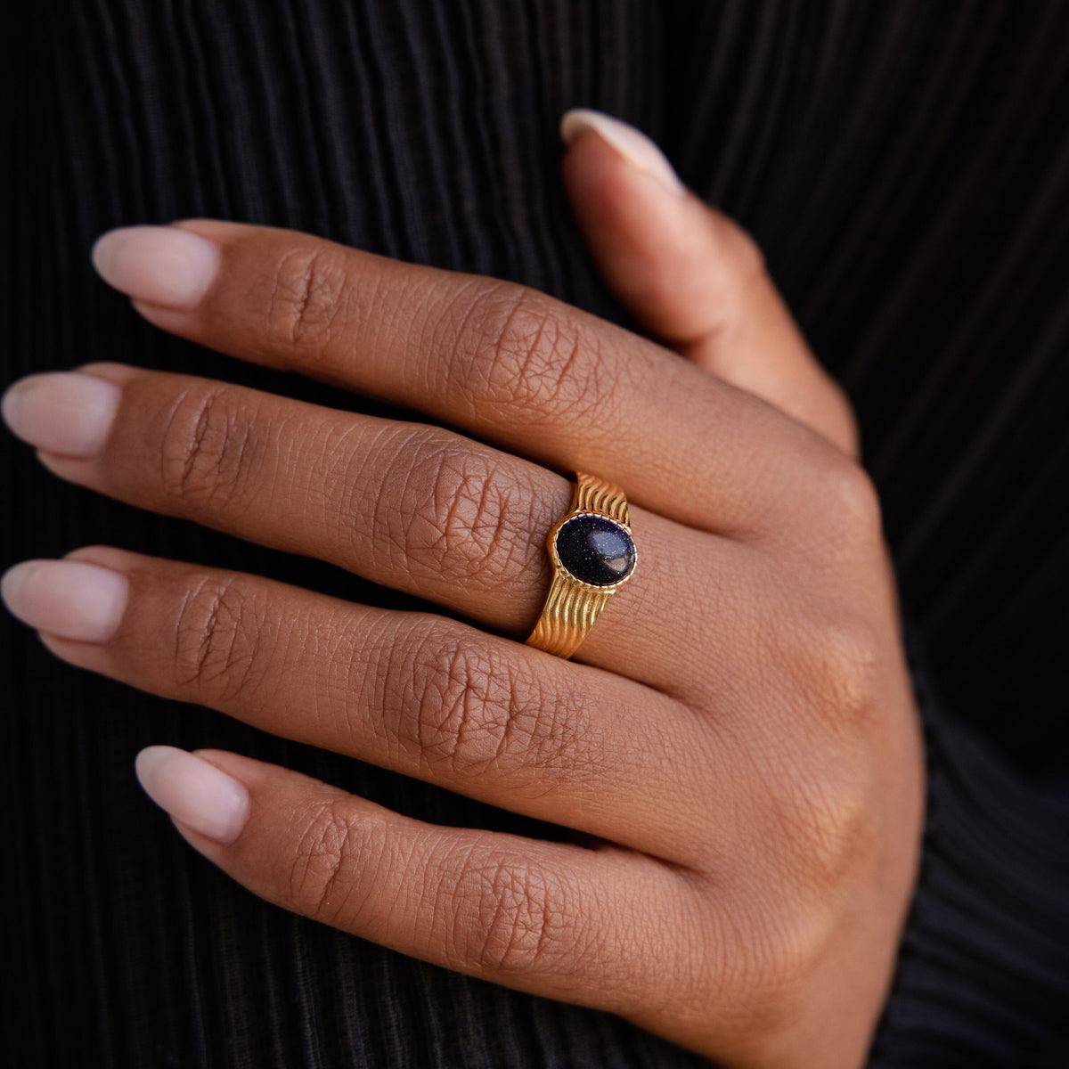 Celestial black signet ring