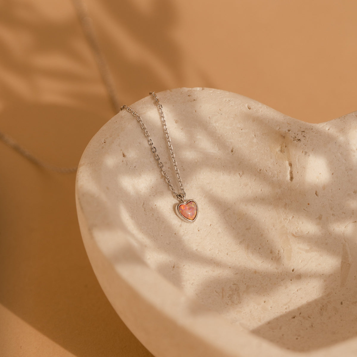 Pink opal heart necklace