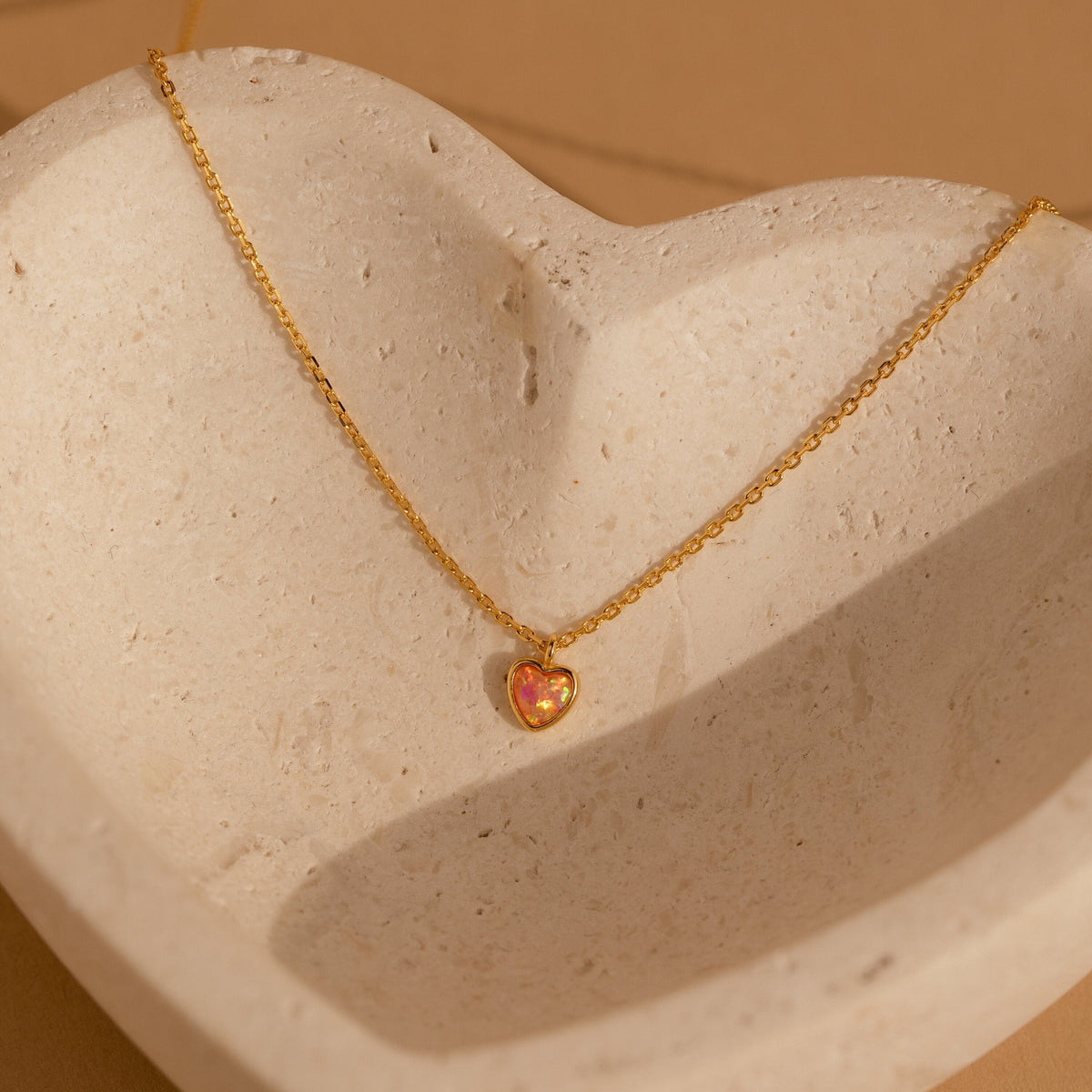 Pink opal heart necklace