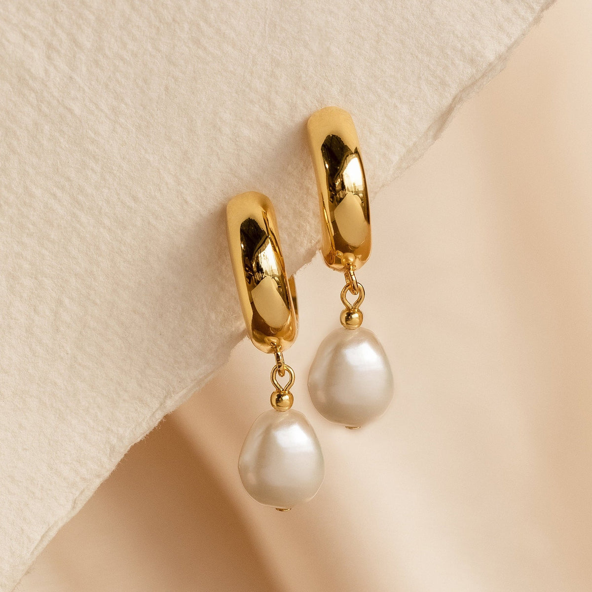 Pearl drop hoops
