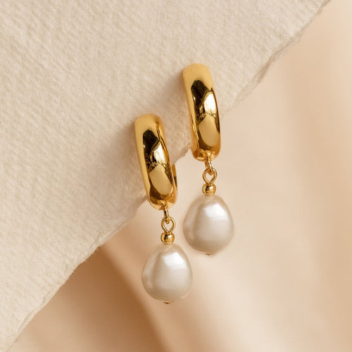 Pearl drop hoops