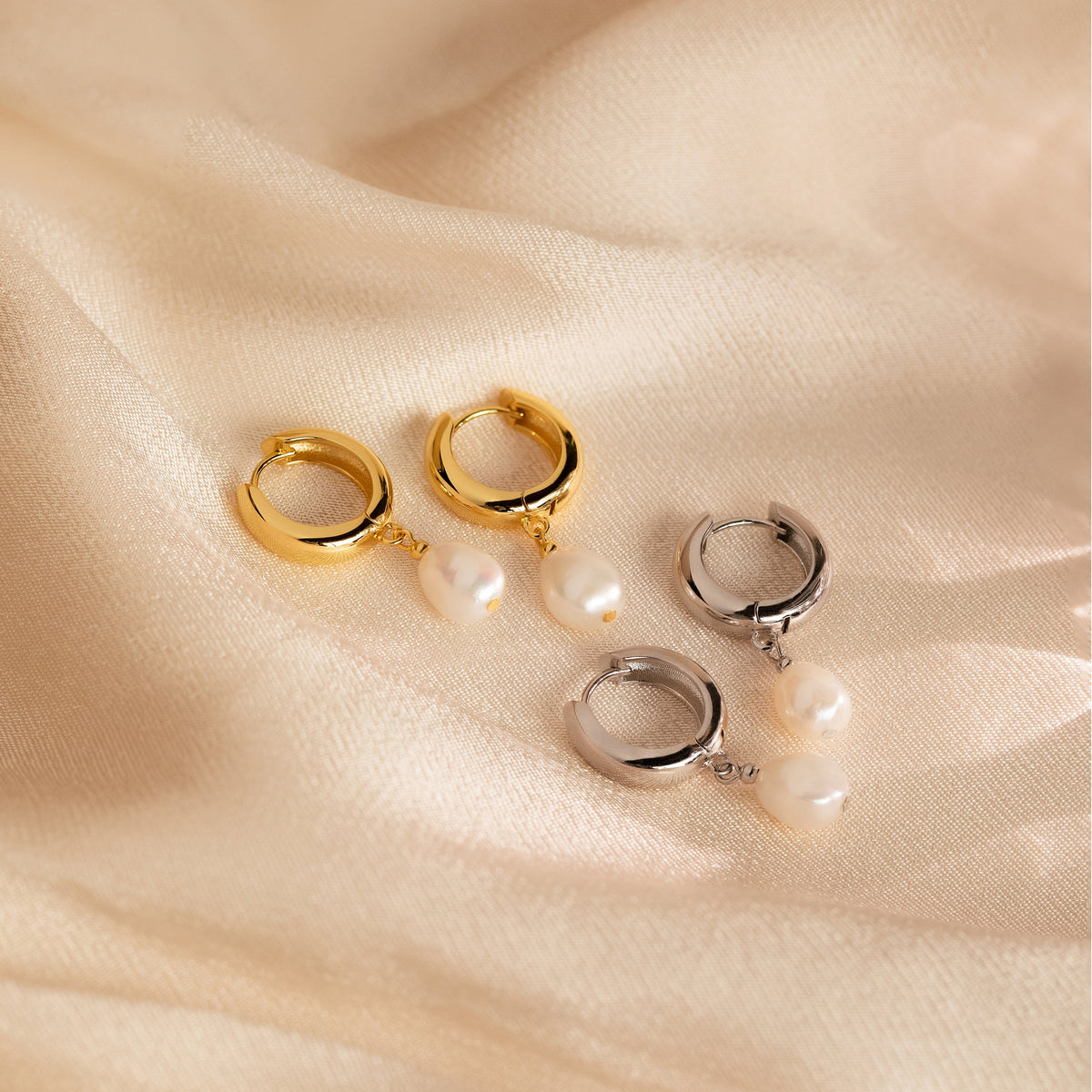 Pearl drop hoops