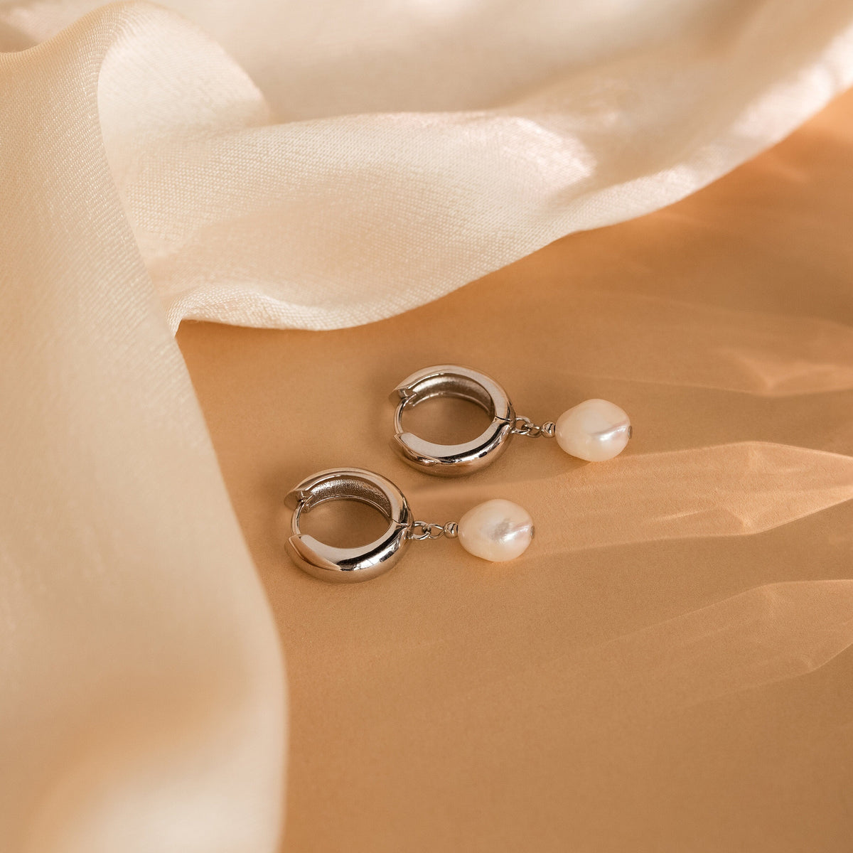 Pearl drop hoops