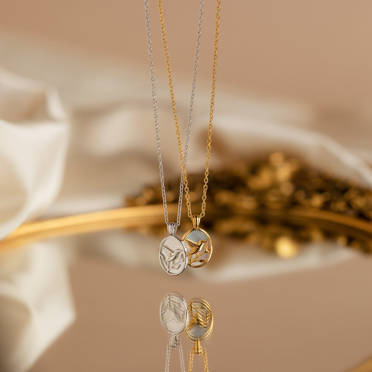 Pearl hummingbird necklace